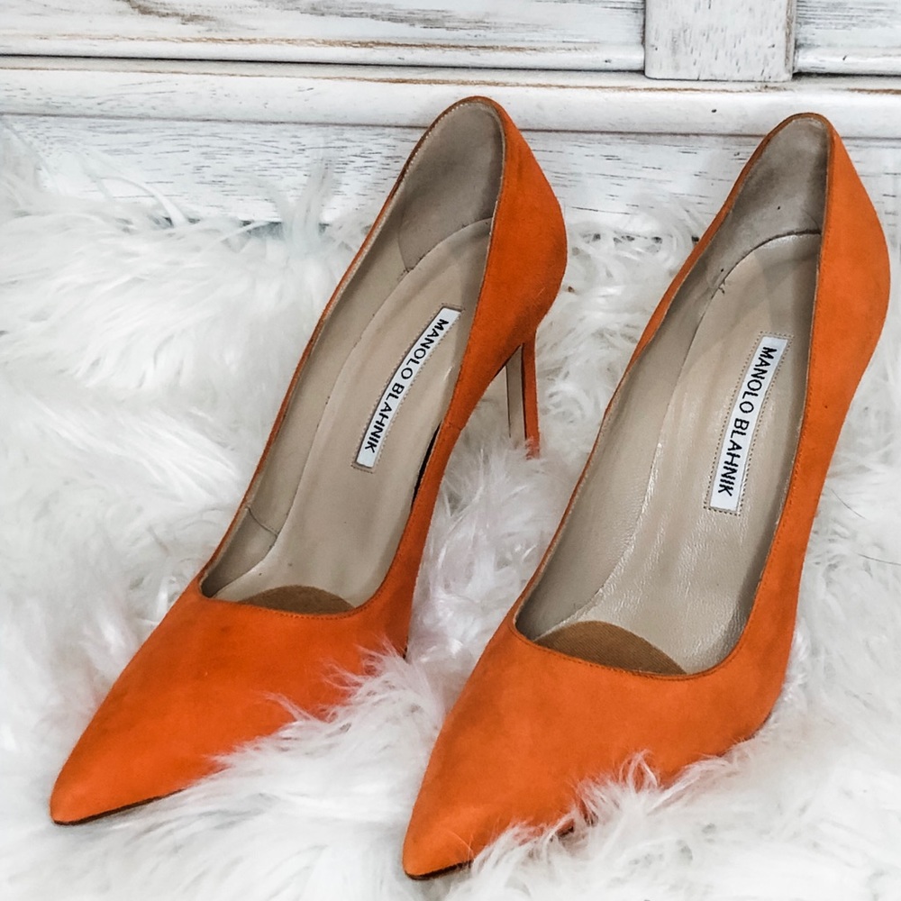 AUTHENTIC MANOLO BLAHNIK ORANGE PUMP SIZE 37 (7)